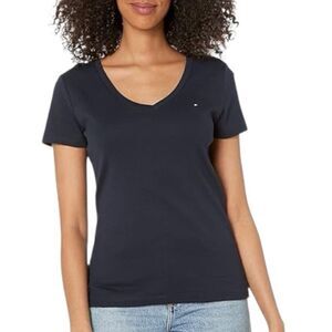 Tommy Hilfiger Women's Dark Blue Short Sleeve Cotton Tee XL